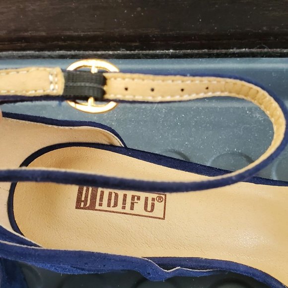 IDIFU womens COOKIE-LO Blue ankle strap heels SIZE 8.5 - Picture 4 of 9